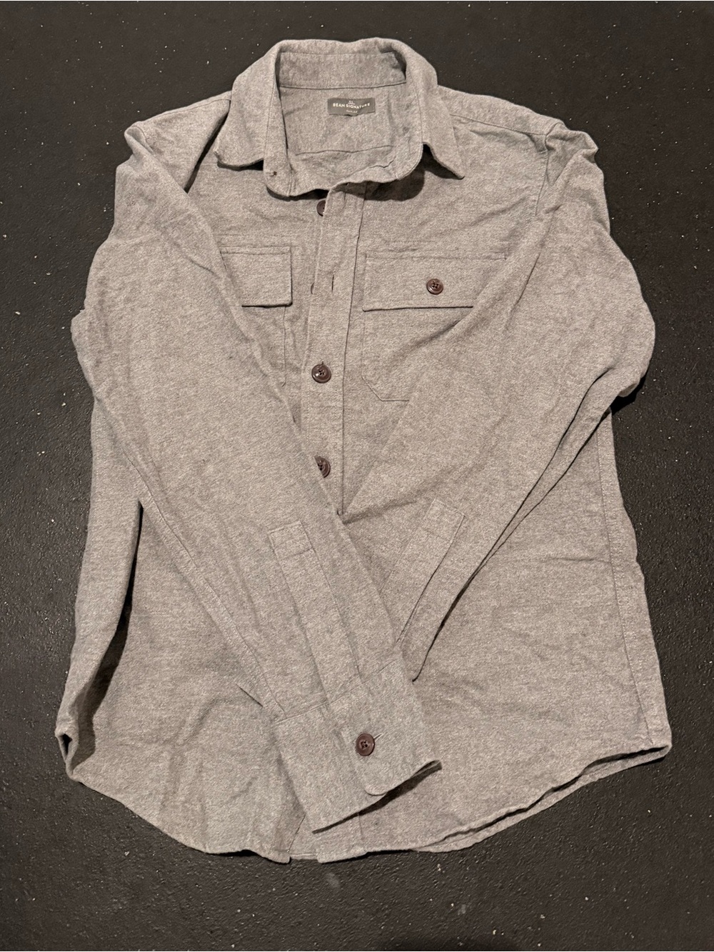 LL Bean Signature Field Heather Gray Collared Button Shirt